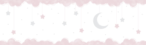 Sanders & Sanders zelfklevende behangrand sterretjes roze en wit - 500 x 17.5 cm - 640603 - vtwonen shop