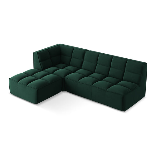 LaMiaSofa Modulaire hoekbank rechts Belluno - velours - flessengroen - 258x178x75