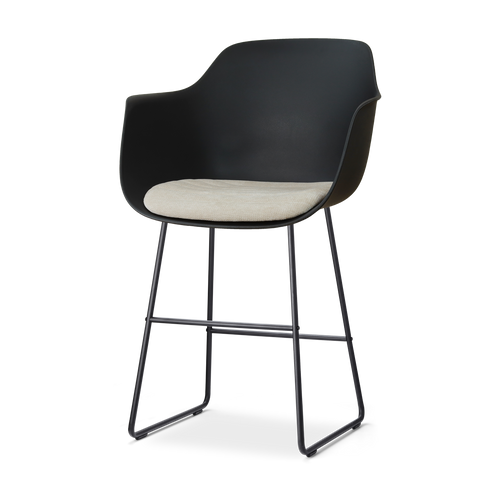 Nolon Nino-Liz barkruk zwart met naturelbeige zitkussen - zwart onderstel - 65 cm