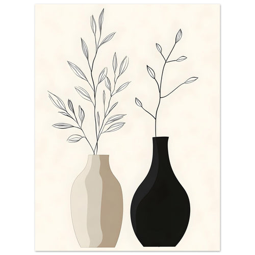 Artfulprints Poster Boho – Calm vase   - 30x40 cm - Zwart / Wit