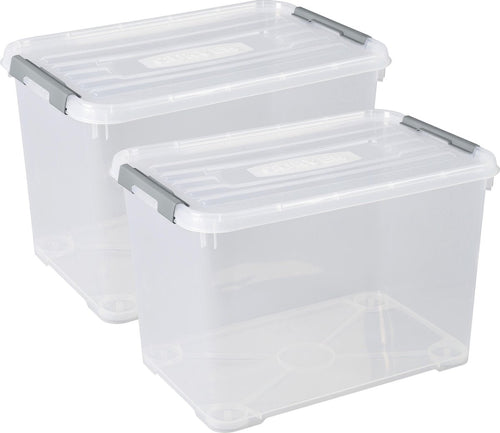 Curver Handy+ Opbergbox - 65L - 2 stuks - Transparant met deksel