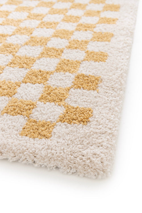 AFK Living vloerkleed Checkers - zeer zacht - geel - 080x150 cm
