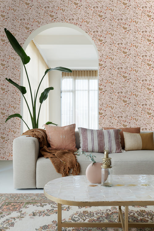 ESTAhome behang veldbloemen beige - 53 cm x 10.05 m - 139596