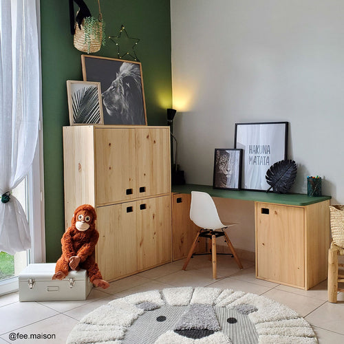 Meubel 1 deur met 1 in hoogte verstelbare plank - Licht hout - 37,3x37,3x53,5 cm