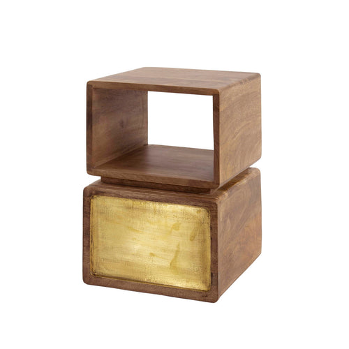 Giga Meubel Nachtkastje Brass XS - Naturel Hout - 30x30x42cm - vtwonen shop