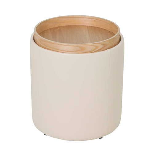 DÉJA Living Bijzettafel Draby - Rond Beige/Naturel - Incl. Opbergruimte - 40cm