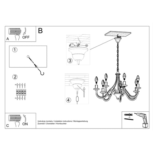 Sollux Lighting Kroonluchter MINERWA 5 zwart - 60x60x80cm