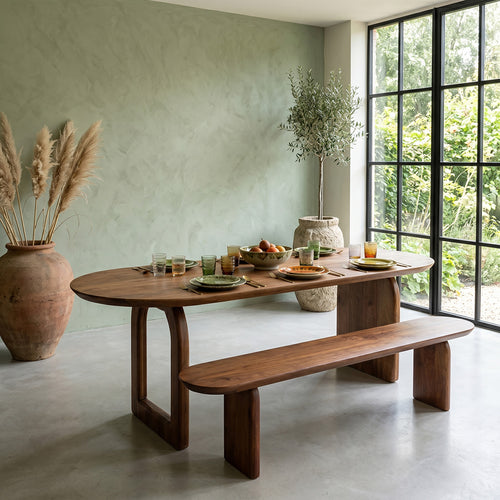 Raw Materials eettafel Bullnose mix base - 180 cm - Bruin