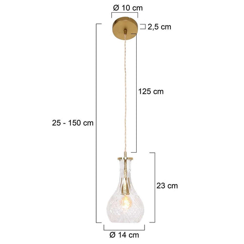 Mexlite hanglamp Grazio - 1 lichts - 14x 150 cm - mat-goud - vtwonen shop