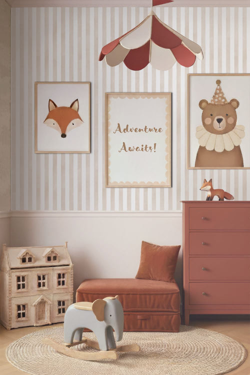 ESTAhome behang strepen beige en wit - 53 cm x 10.05 m - 131302