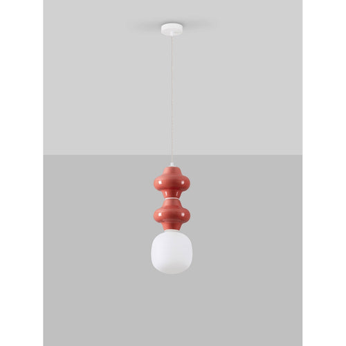 Nova Luce CLIO Slanke hanglamp voor aan het plafond, rood, mat wit, E14 fitting, 1x5W