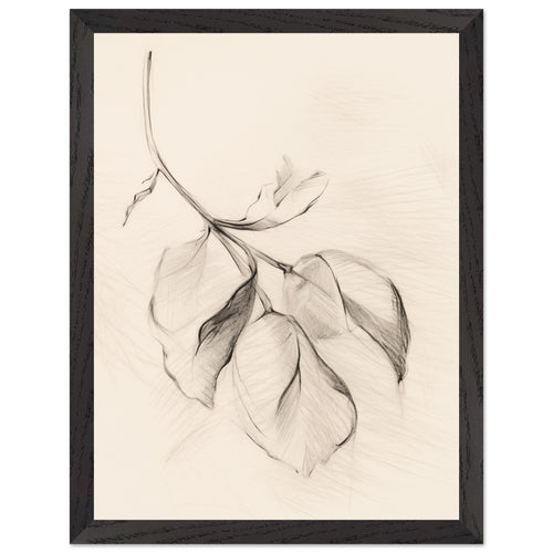 Artfulprints Poster met Lijst Botanical branch   - 30x40 cm - Zwart / Wit