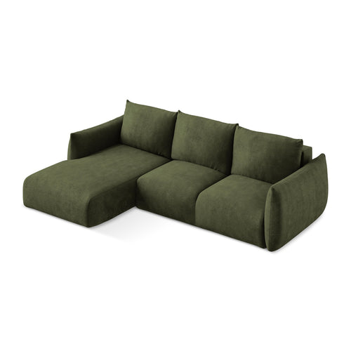 LaMiaSofa hoekbank links Savona - chenille stof - olijf - 242x162x90