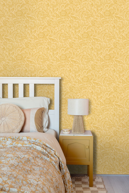 ESTAhome behang vintage bloemen geel - 50 x 900 cm - 131680