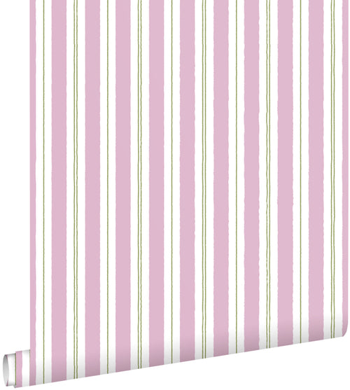 ESTAhome behang strepen paars en groen - 50 x 900 cm - 131959