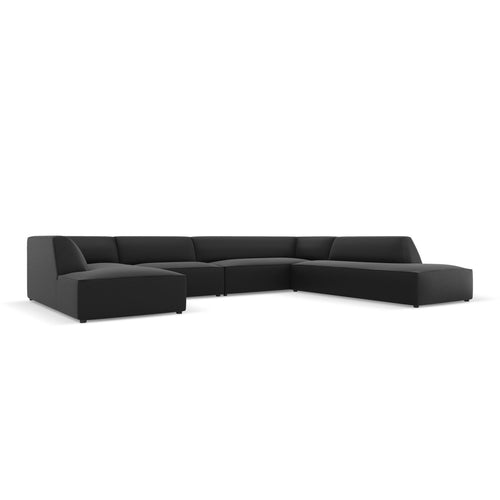 Cosmopolitan Design - Modulaire panoramische hoekbank rechts Siena 7-zits, imitatieleer zwart - 273x366x69cm