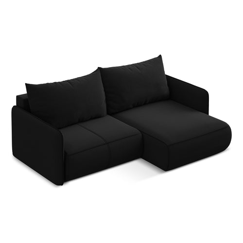 LaMiaSofa hoekbank rechts Palermo - velours - zwart - 207x148x86