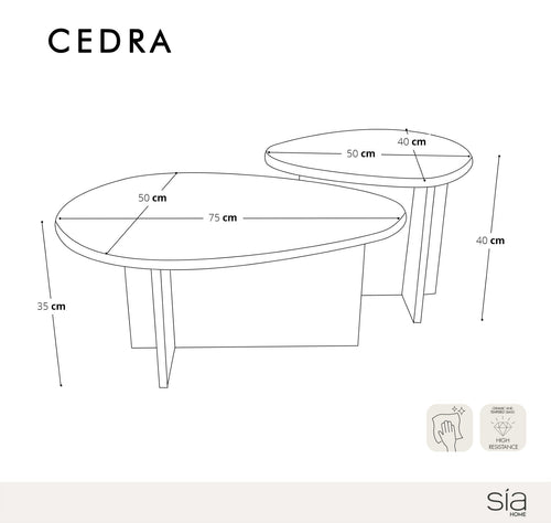 Sia Home - SALONTAFELS CEDRA - Multiplex - Walnoot - 75cm