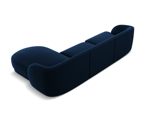 Micadoni rechter hoekbank Miley 4-zits, flueel, koningsblauw - 156x255x70cm