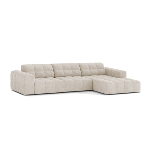 Cosmopolitan Design - Rechter hoekbank Chicago 4-zits, chenille lichtbeige - 167x294x78cm