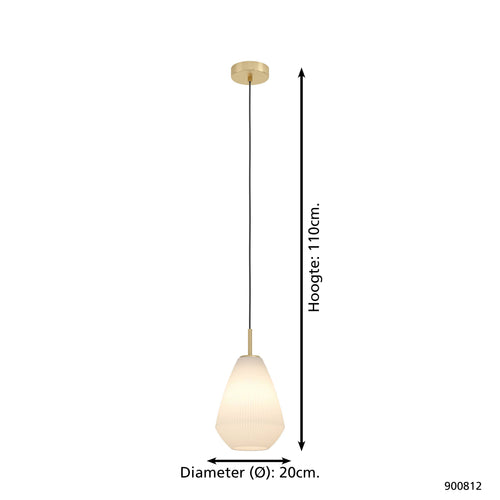 EGLO hanglamp Caprarola - e27 - ø 20 cm - zand/koper - satijn glas - vtwonen shop
