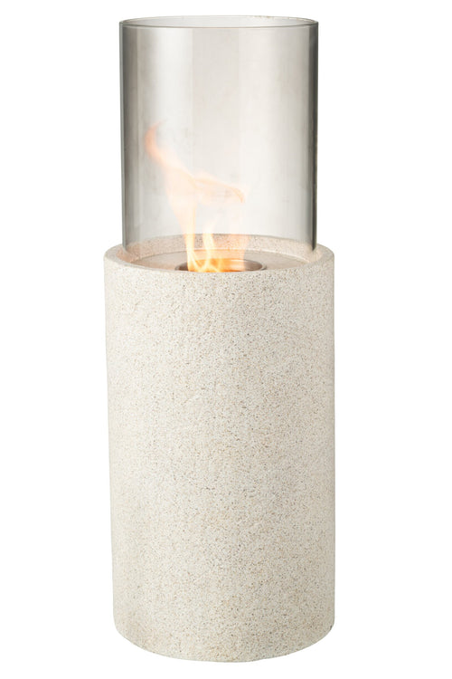 J-Line tafelhaard Bio-Ethanol Rond - cement - grijs