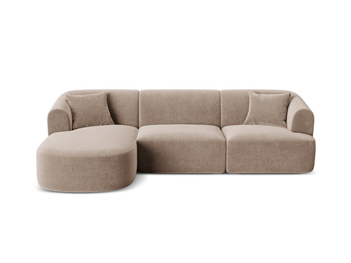 Cosmopolitan Design Modulaire hoekbank links Campi 4-zits, flueel donkerbeige - 156x256x70cm