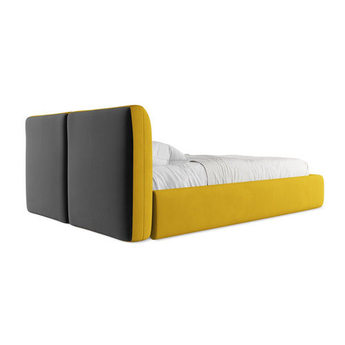 LaMiaSofa Bed met opbergruimte Milano - chenille stof - mosterd - 160x228x82