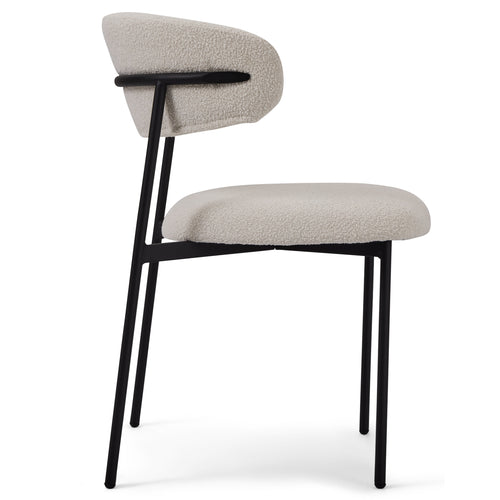 Furnhouse eetkamerstoel Diana - Crème wit - Stof (Bouclé) - Set van 6