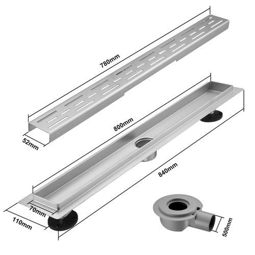 LOMAZOO douchegoot Cayma - geborsteld RVS - 80 cm