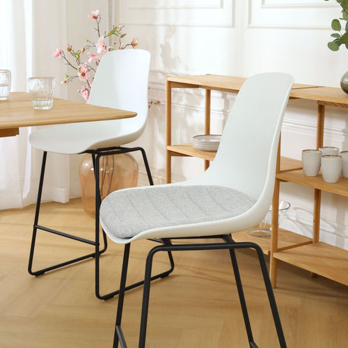 Nolon Nino-Liv Barkruk Wit - Lichtgrijs Kussen - Zwart Frame - 75 cm - vtwonen shop