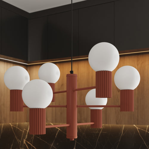Sollux Lighting Kroonluchter HALO 6 rood ochra - 64x64x230cm