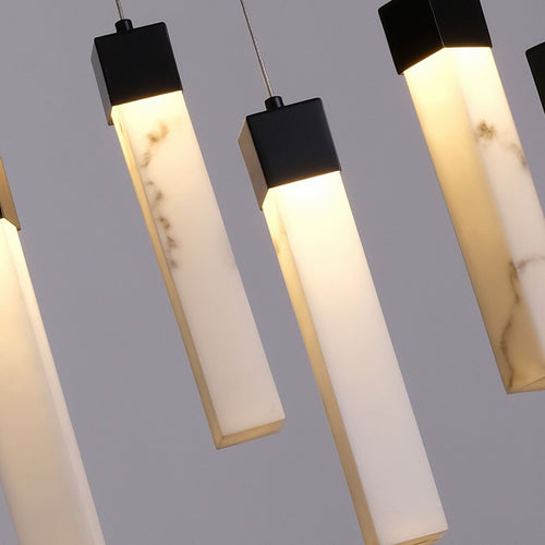 Searchlight Moonbeam 10-lichts plafondlamp, zwart metaal en gemarmerd hars