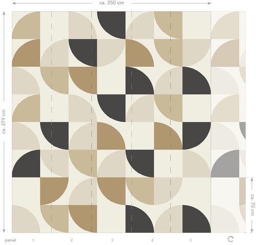 ESTAhome fotobehang geometrische vormen beige en zwart - 250 x 279 cm - 159385 - vtwonen shop