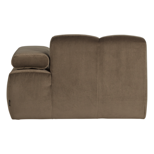 WOOOD chaise longue bank rechts Mojo - Velvet - Taupe - 74x124x162