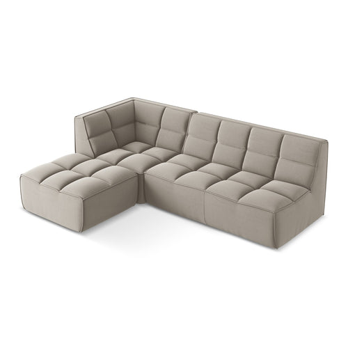 LaMiaSofa Modulaire hoekbank rechts Belluno - velours - taupe - 258x178x75