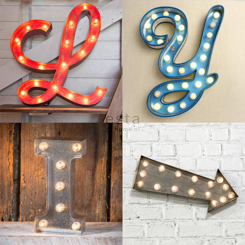 ESTAhome XXL behang houten marquee letters oranje 50 x 900 cm 158816