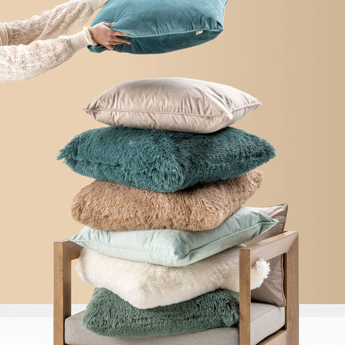 FINN - Sierkussen 45x45 cm - velvet - effen kleur - Sagebrush Green - groen