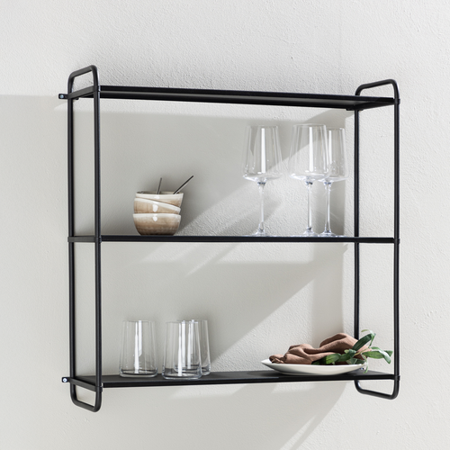 Nest living Freddy Metalen Wandrek Zwart - 63 x 62 cm - vtwonen shop