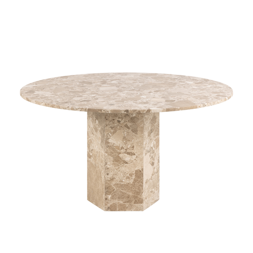 Loff Design Eetkamertafel Arezzo - ø130 cm - Beige Marmer - vtwonen shop