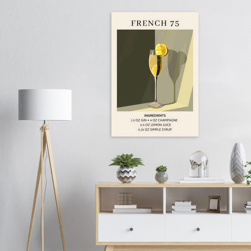 Artfulprints Poster French 75 cocktail - Ingrediënten   - 30x40 cm - Groen