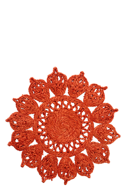 J-Line placemat Zonnebloem - jute - donkeroranje - 2 stuks