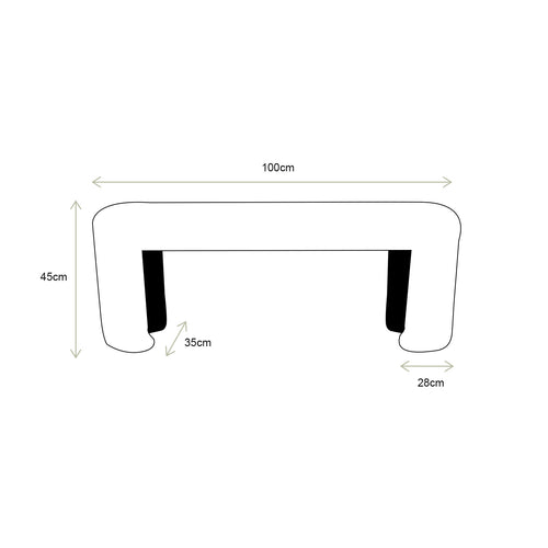 vtwonen Halbankje - Bank - Woonaccessoires - Wit Meubel - Bouclé Stof Houten bankje - 100x35x45cm - vtwonen shop