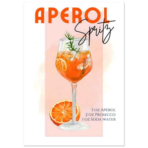 Artfulprints Poster met Lijst Aperol Spritz - Pink   - 70x100 cm - Roze