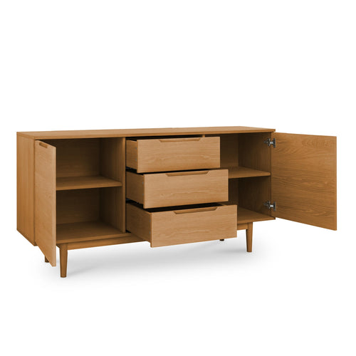 Furnhouse 3-deurs dressoir Kerteminde - Natuurlijk eikenhout - MDF, eikenfineer - 45x160x80