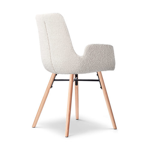 Nolon Nena-Eef Eetkamerstoel Bouclé Beige - met Armleuning - Stof