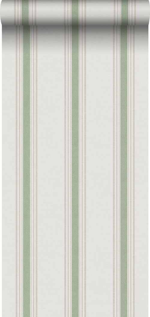 Sanders & Sanders behang strepen groen en beige - 53 cm x 10 m - 640206 - vtwonen shop
