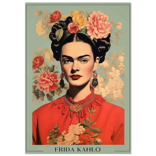 Artfulprints Poster met Lijst Frida Kahlo - Botanical portrait   - 70x100 cm - Meerkleurig
