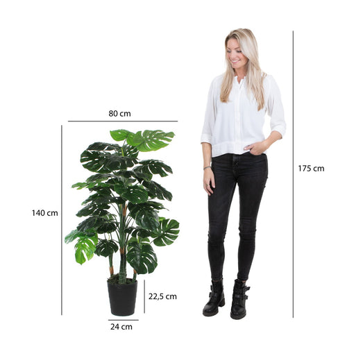 Mica Decorations Monstera Kunstplant - H140 x Ø80 cm - Groen