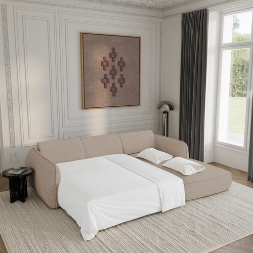 Sia Home - Rechte hoekbanken LIVIA - Bouclette stof - Beige - 274cm